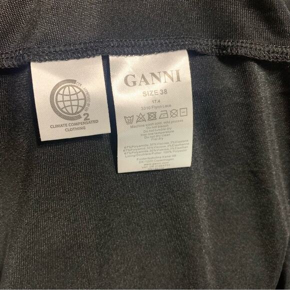 Ganni black Flynn Lace long sleeves midi dress size medium 38 goth wedding guest - Picture 9 of 10